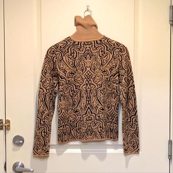NWT Biline for Canada S Silk and Cotton Blend Tan and Black Knit Sweater - Picture 3 of 6